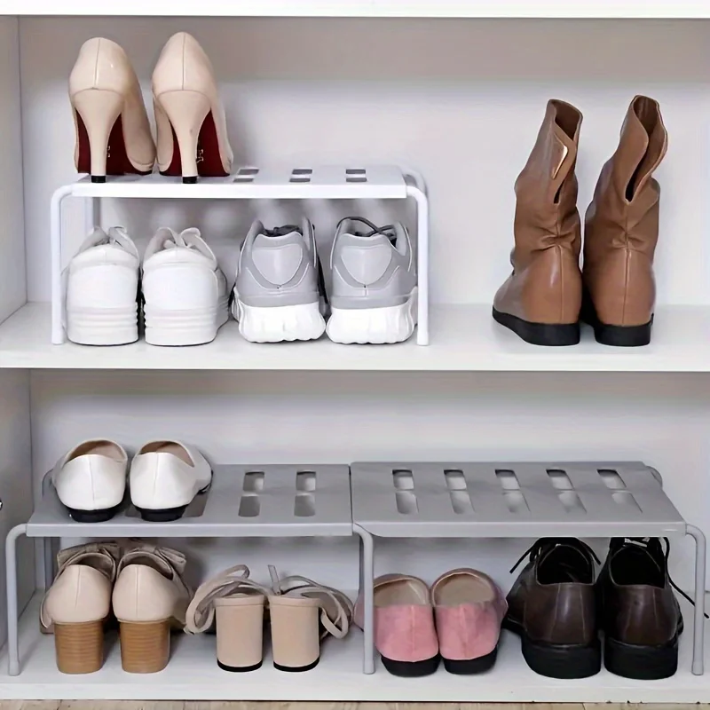 Sneaker Care White - Adjustable Plastic Shoe Rack Multi-Tier Storage